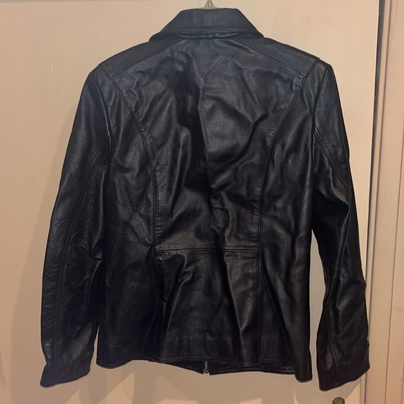Oakwood Outdoor black leather motorcycle style jacket. Size medium - Picture 7 of 14